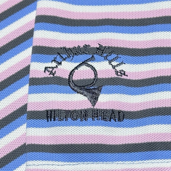 Peter Millar Golf Polo Sz XL Striped Palmetto Dunes Arthur Hills GC‎ Hilton Head - Picture 3 of 9